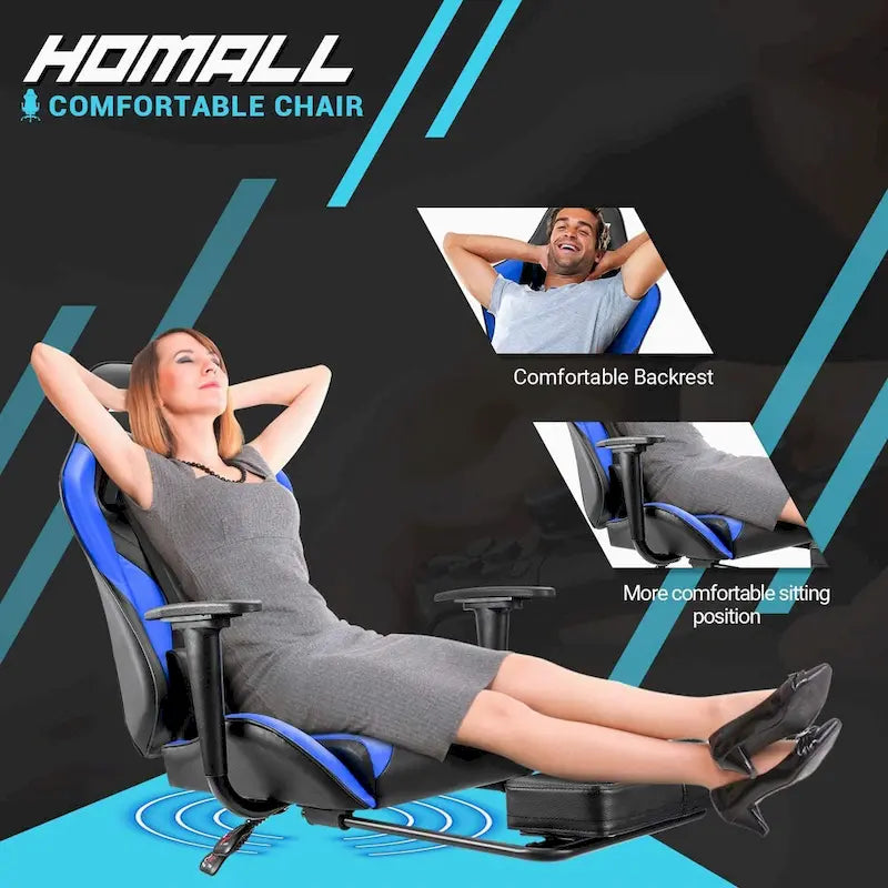 Chaise de jeu avec repose-pieds - Chaise de bureau ergonomique