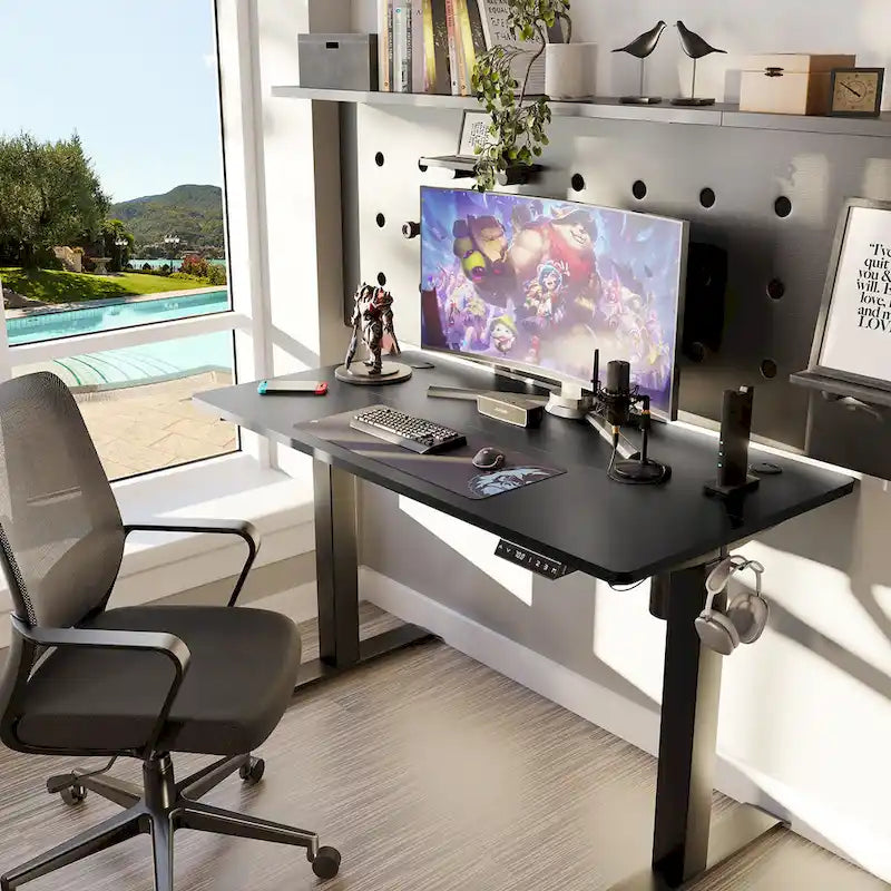 Futzca Bureau assis debout électrique réglable en hauteur avec plateau en épicéa