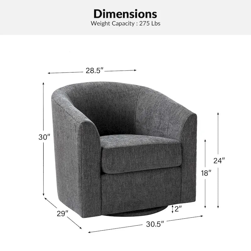 Fauteuil Cuenca moderne en tissu avec piètement pivotant