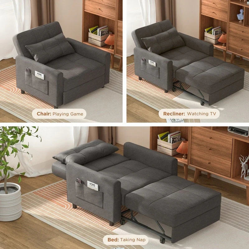 Canapé-lit convertible 3-en-1, Canapé-chaise dépliable, Lit pliant convertible pour salon
