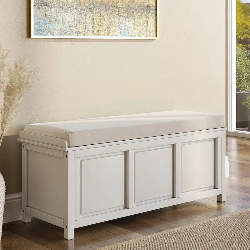 Banc de rangement ouvert en bois massif John Louis Home