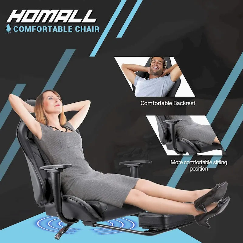 Chaise de jeu avec repose-pieds - Chaise de bureau ergonomique