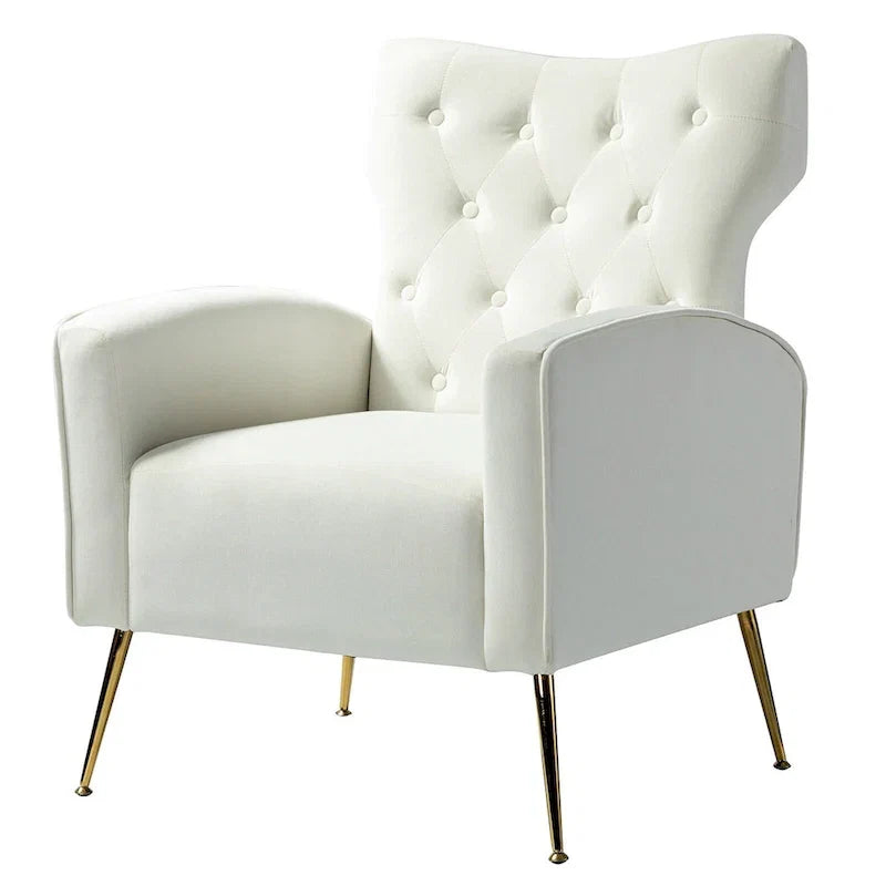 Chaise touffetée Abadiana avec accent et piètement en métal