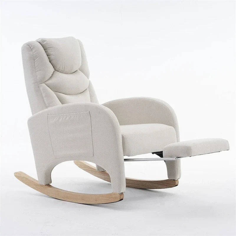 Fauteuil à bascule de puériculture ergonomique en tissu avec repose-pieds réglable