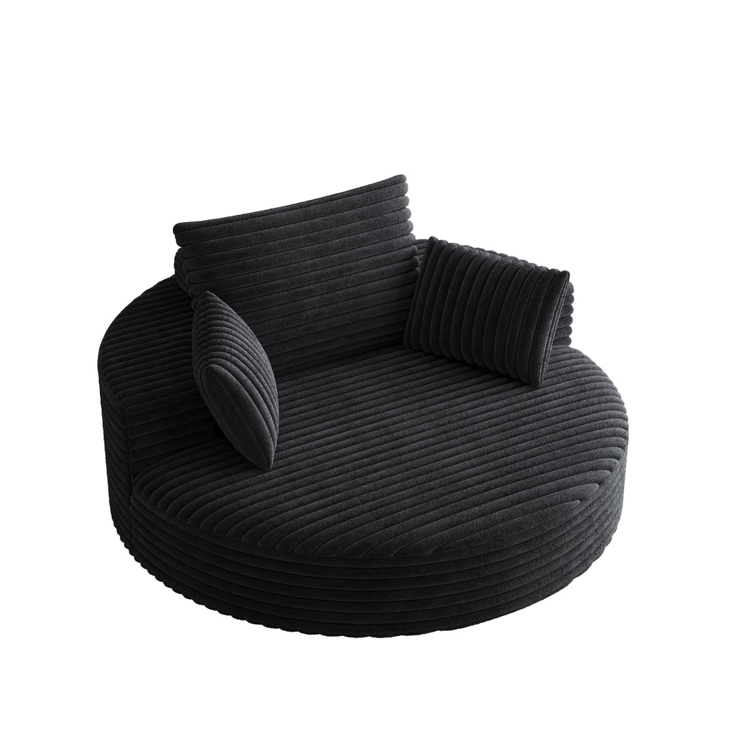 Fauteuil pivotant simple en velours côtelé et chenille avec rembourrage en mousse