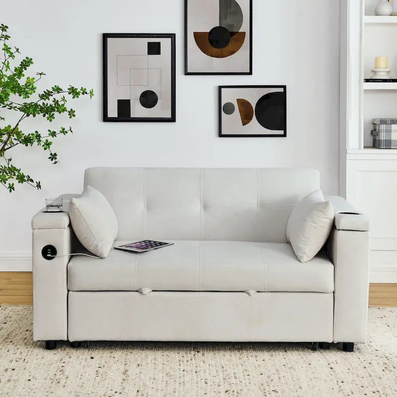 Canapé convertible 54 pouces avec lit gigogne, double assise, fonction relax
