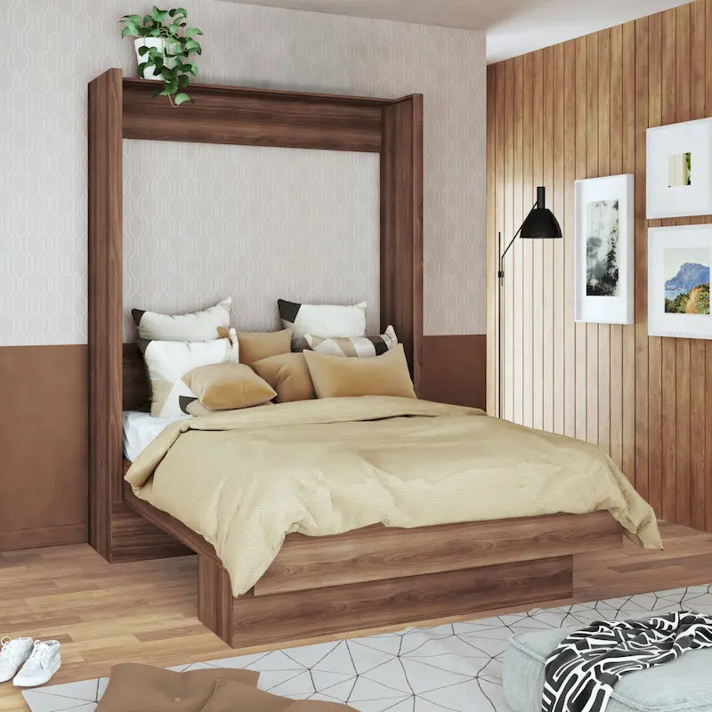 Lit escamotable contemporain brésilien Easy Lift Queen avec étagère