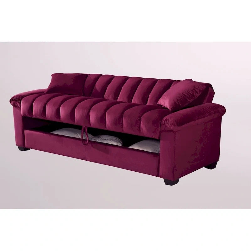 Canapé-lit convertible en velours de 82,7 po avec 2 oreillers
