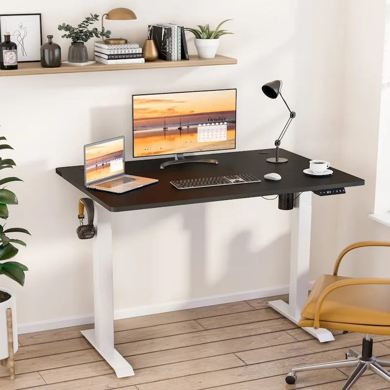 Futzca Bureau assis debout électrique réglable en hauteur avec plateau en épicéa
