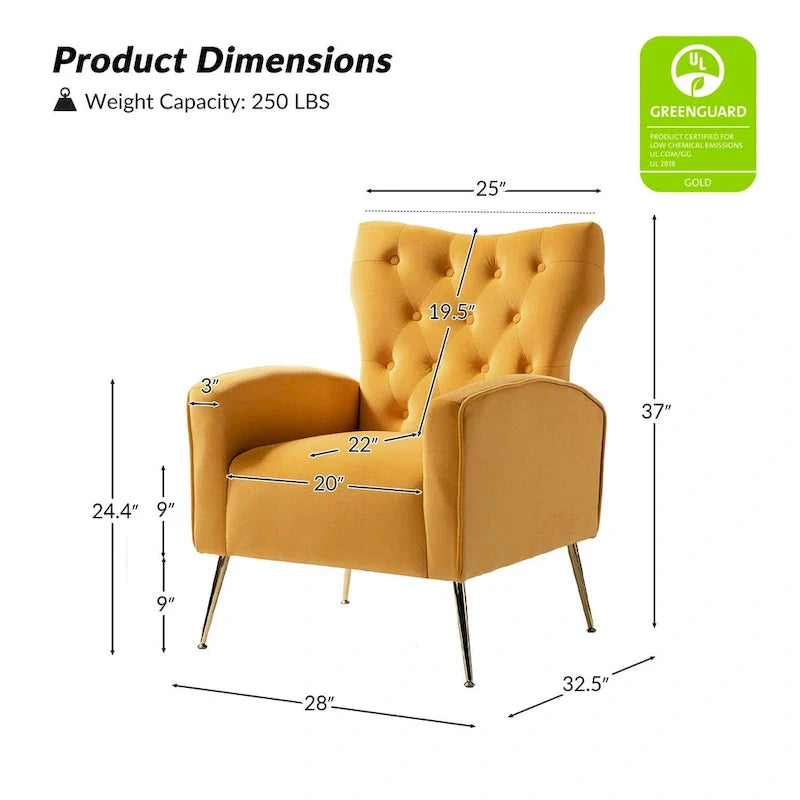 Chaise touffetée Abadiana avec accent et piètement en métal