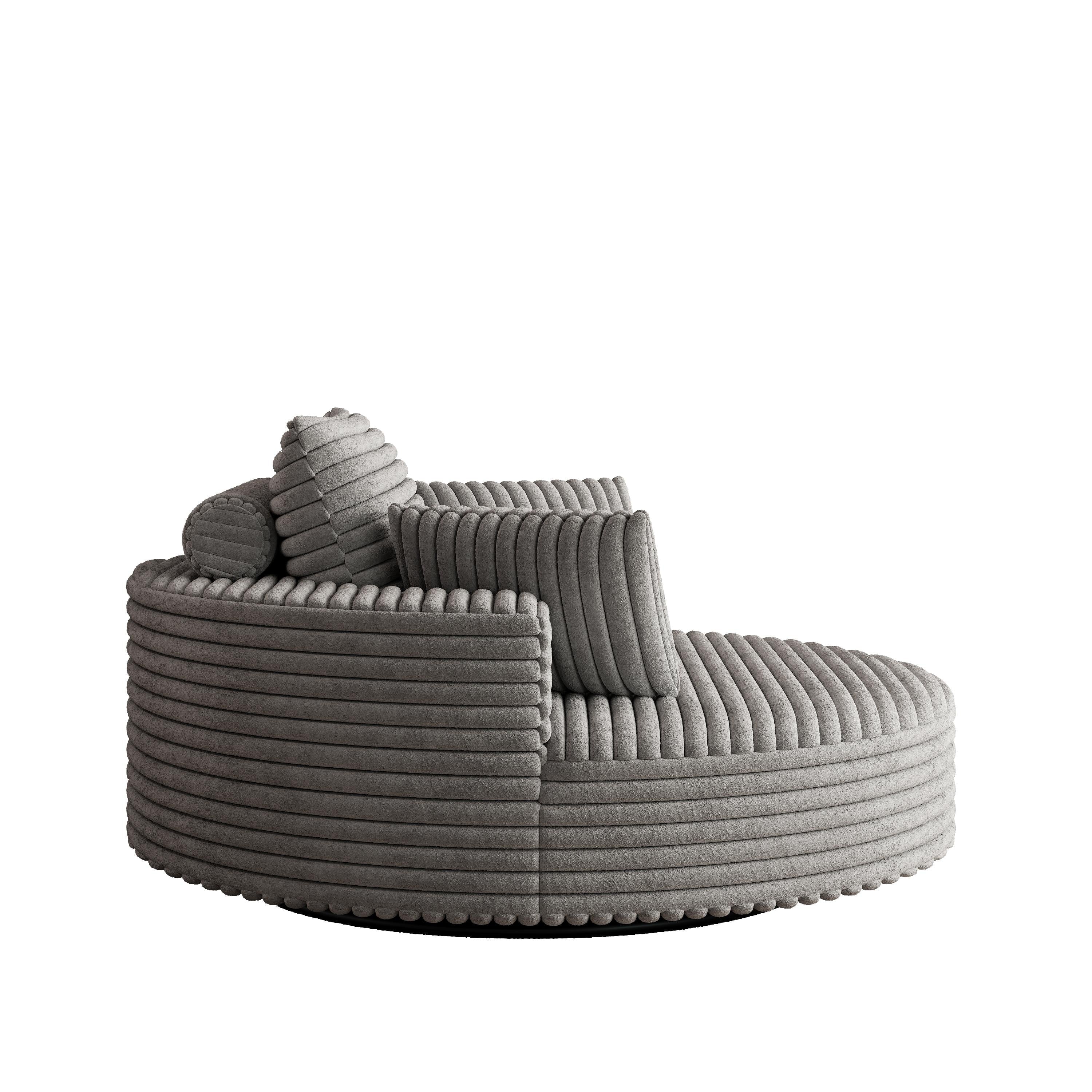 Fauteuil pivotant simple en velours côtelé et chenille avec rembourrage en mousse