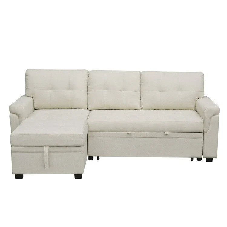 Canapé d'angle réversible convertible avec lit gigogne, méridienne de rangement et pieds durables