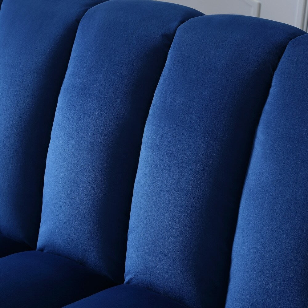 Canapé convertible de salon en tissu matelassé avec dossier cannelé