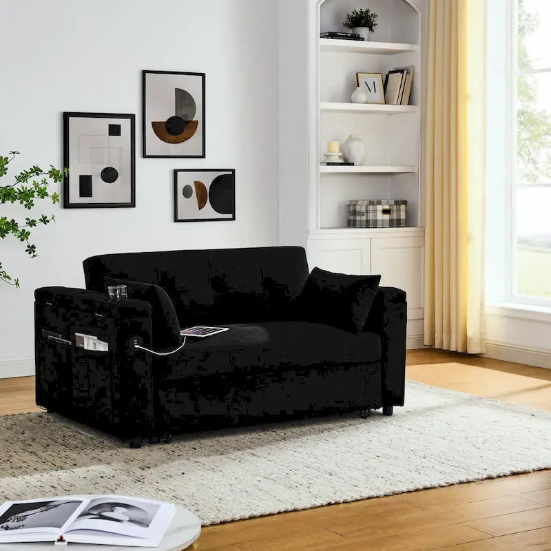 Canapé convertible 54 pouces avec lit gigogne, double assise, fonction relax
