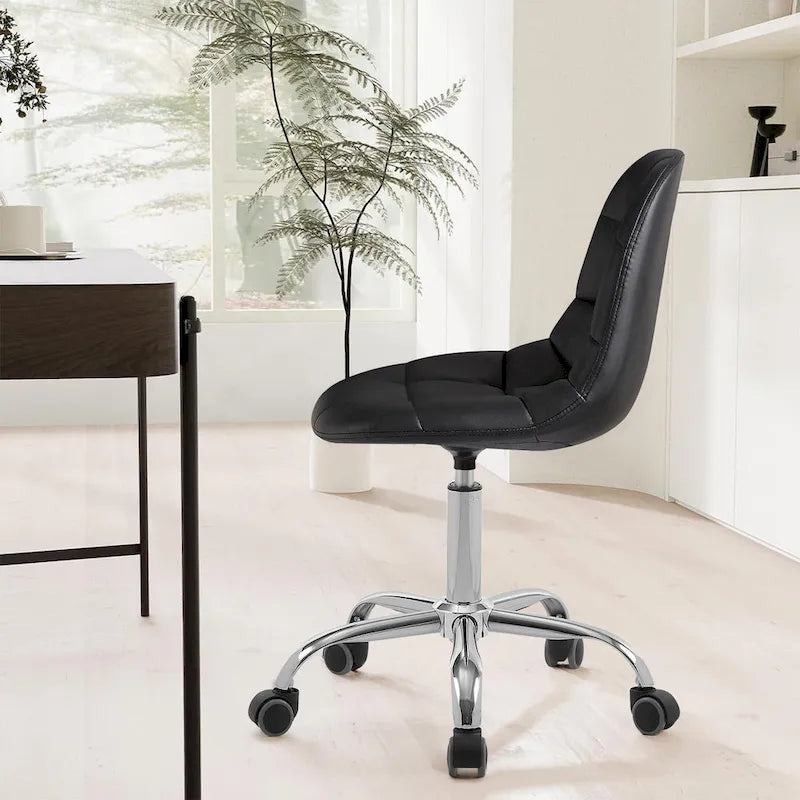 Chaise de bureau à domicile sans accoudoirs Javlergo, chaise de bureau d'ordinateur réglable en hauteur avec roulettes