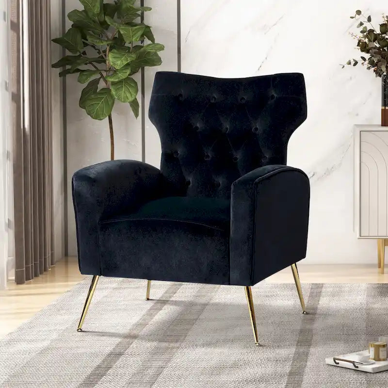 Chaise touffetée Abadiana avec accent et piètement en métal