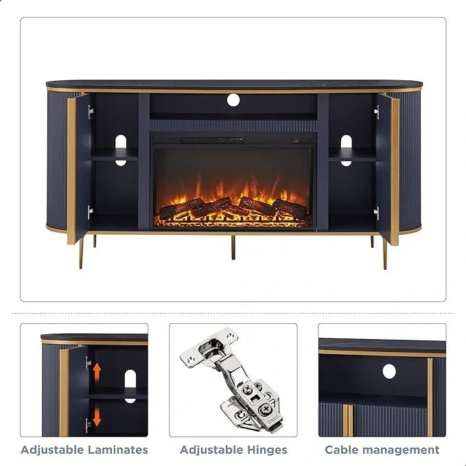 70 Meuble TV moderne de luxe avec cheminée, Centre de divertissement, Console TV