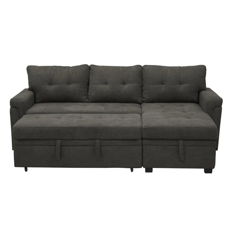Canapé d'angle réversible convertible avec lit gigogne, méridienne de rangement et pieds durables