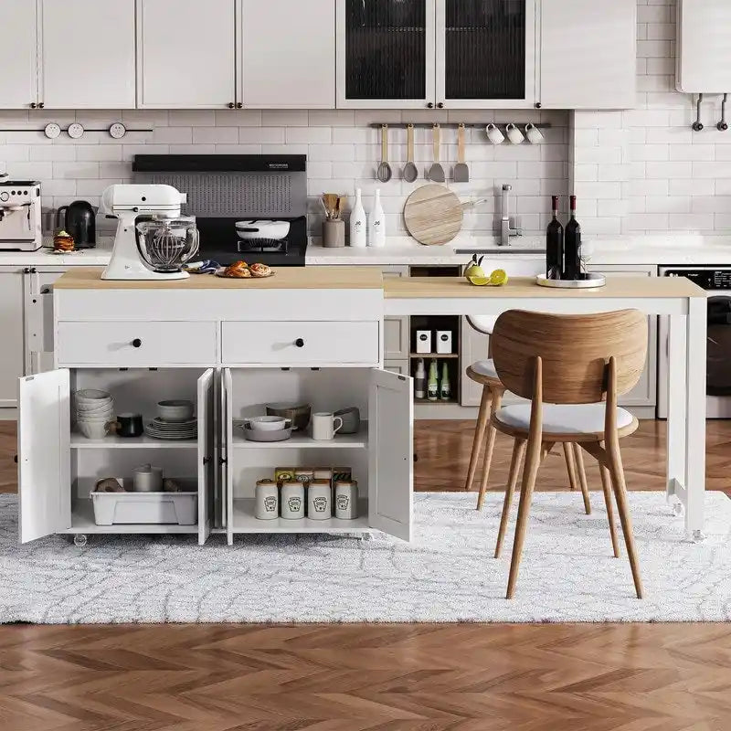Îlot de cuisine avec table à manger extensible