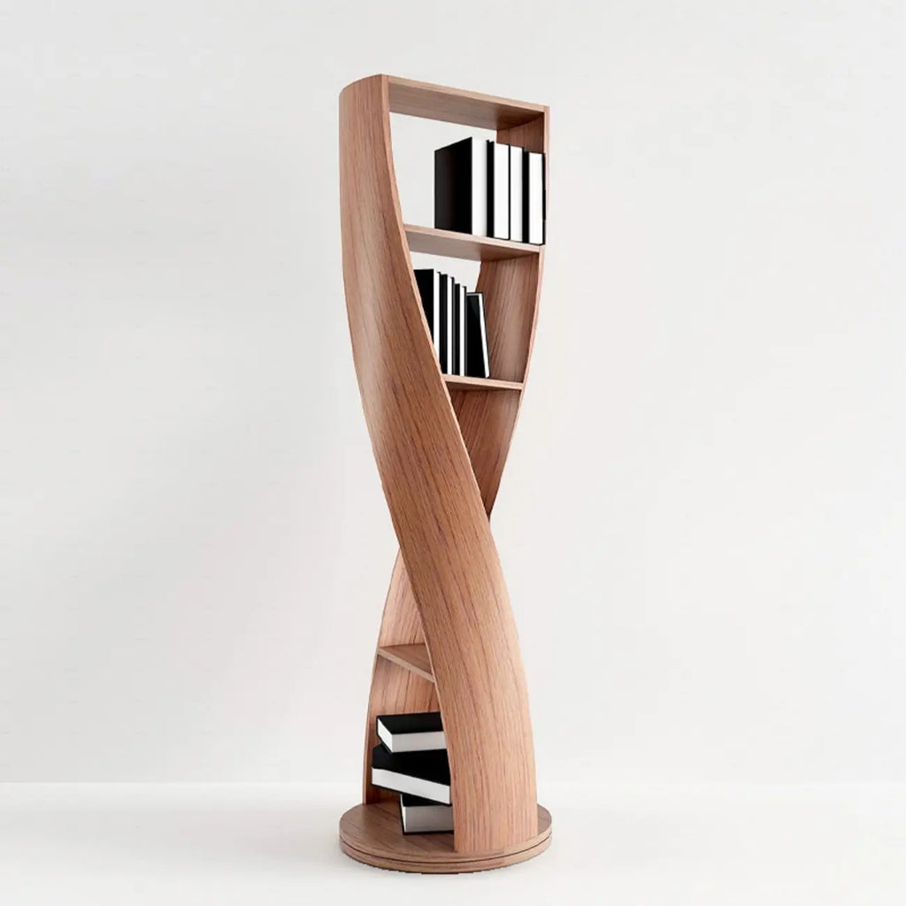 Bibliothèque verticale contemporaine en bois à 5 niveaux Hourglass