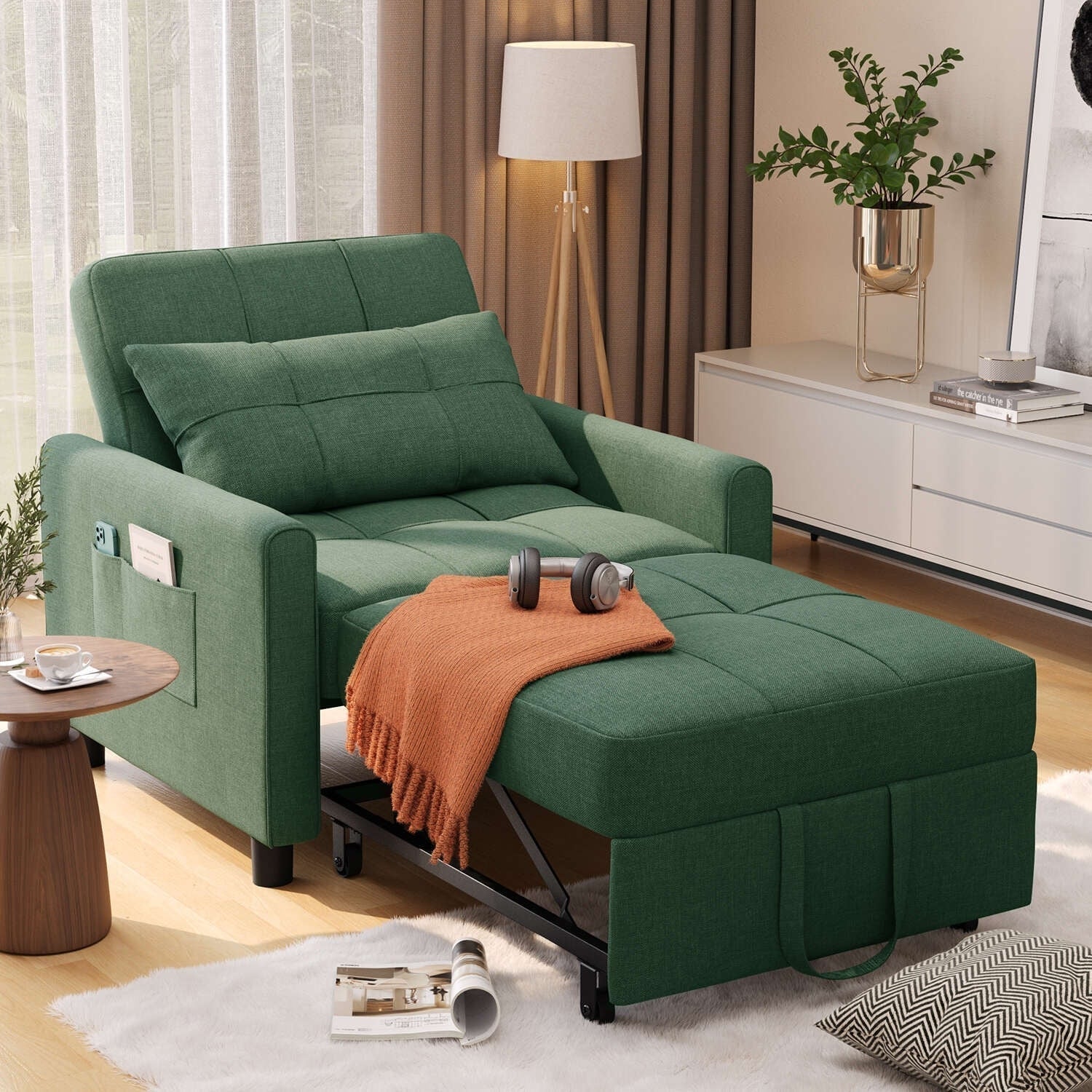 Canapé-lit convertible 3-en-1, Canapé-chaise dépliable, Lit pliant convertible pour salon