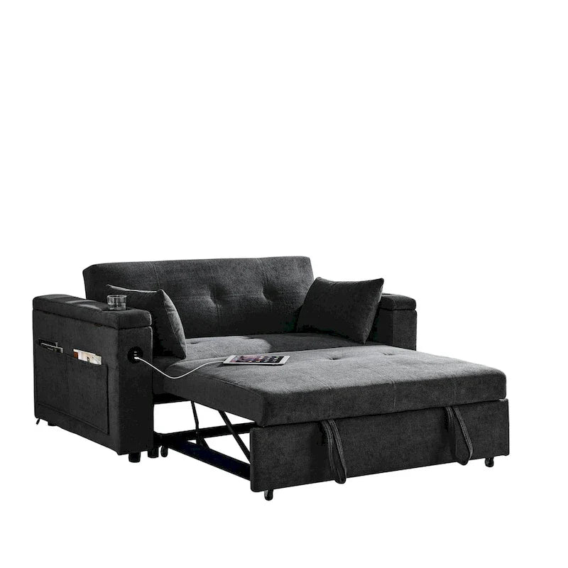 Canapé convertible 54 pouces avec lit gigogne, double assise, fonction relax