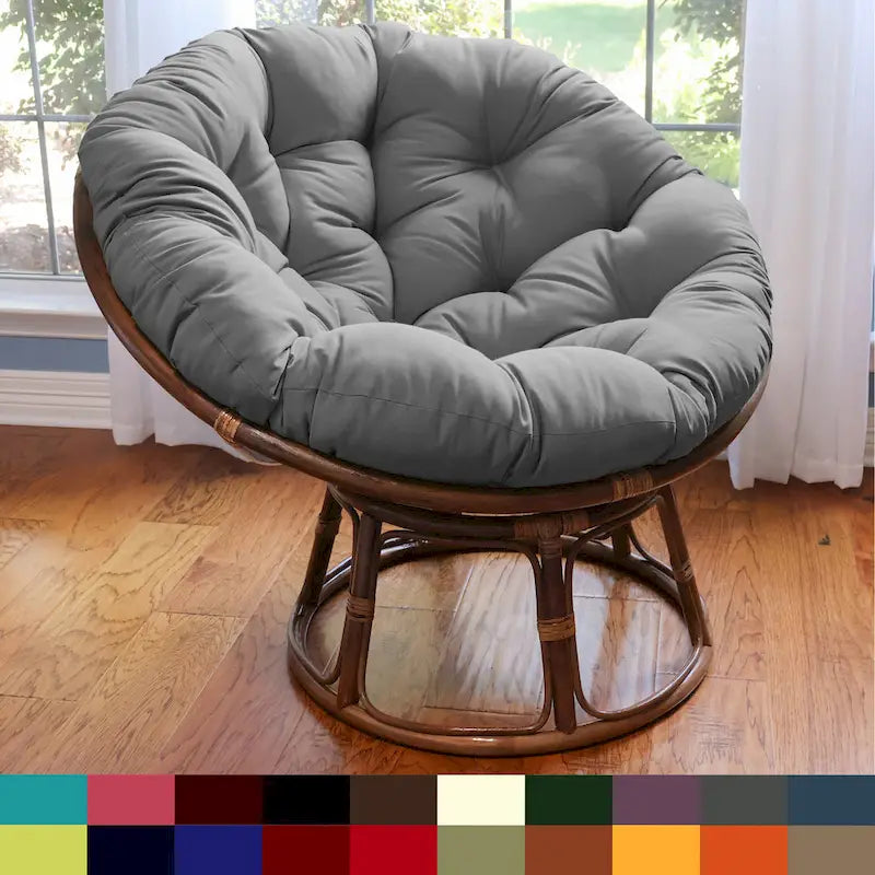 Fauteuil Papasan en rotin de 42 pouces avec coussin en sergé