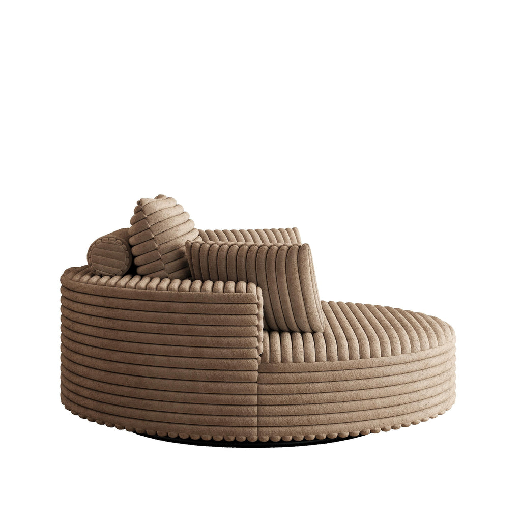 Fauteuil pivotant simple en velours côtelé et chenille avec rembourrage en mousse