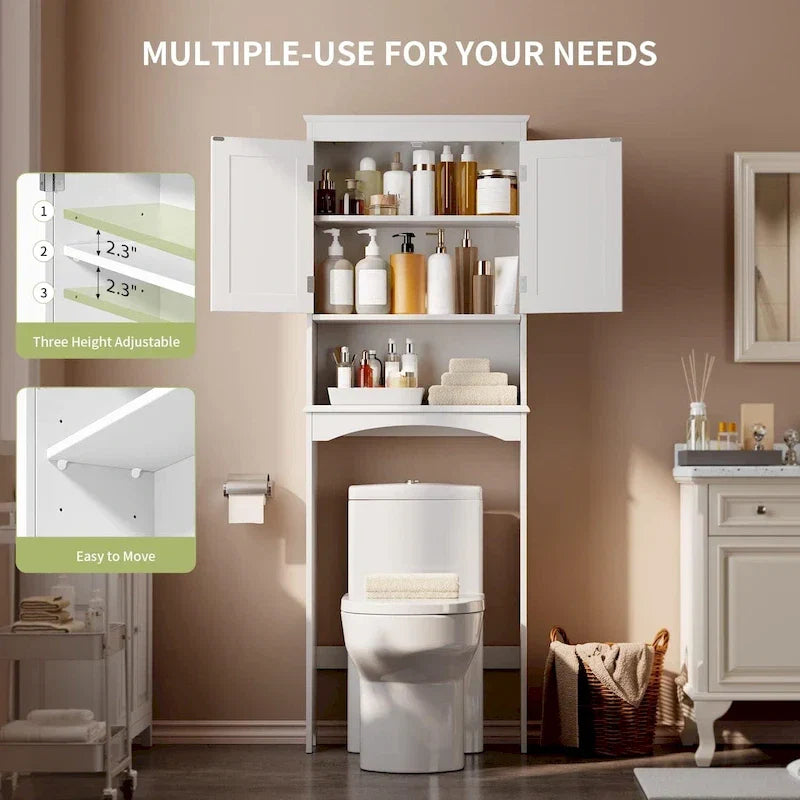 Meuble de rangement de salle de bain, Meuble de rangement WC, Étagère de salle de bain au-dessus des toilettes, Étagère WC gain de place