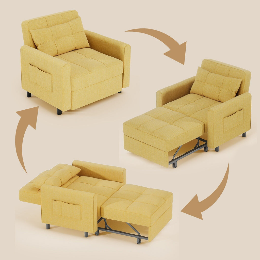 Canapé-lit convertible 3-en-1, Canapé-chaise dépliable, Lit pliant convertible pour salon