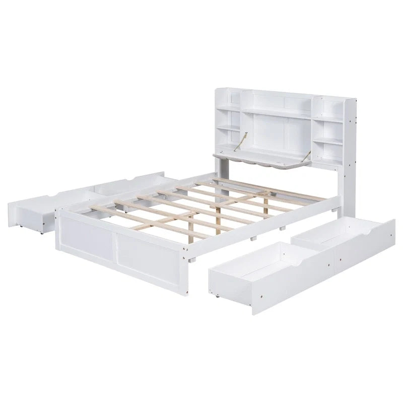 Cadre de lit avec 4 tiroirs de rangement portables sous le lit