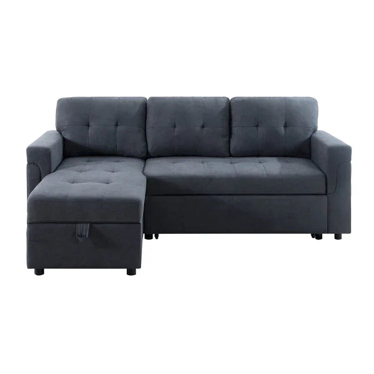 Canapé d'angle réversible convertible avec lit gigogne, méridienne de rangement et pieds durables