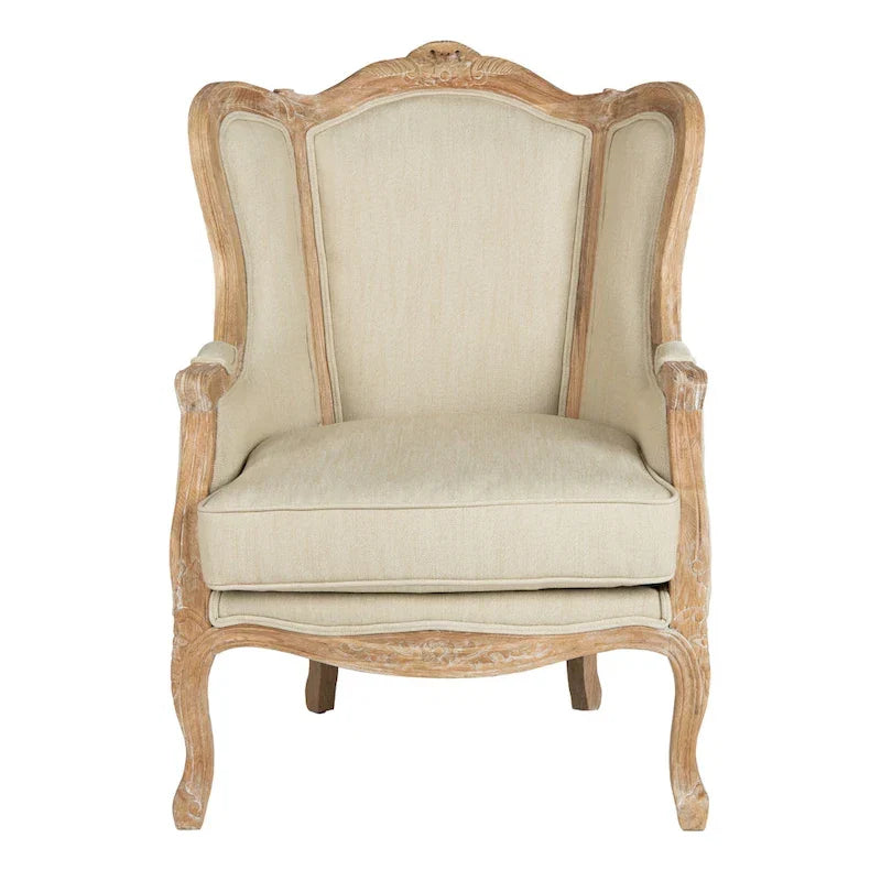 Fauteuil à oreilles Kali Oak en lin naturel - 34Lx34Px40H