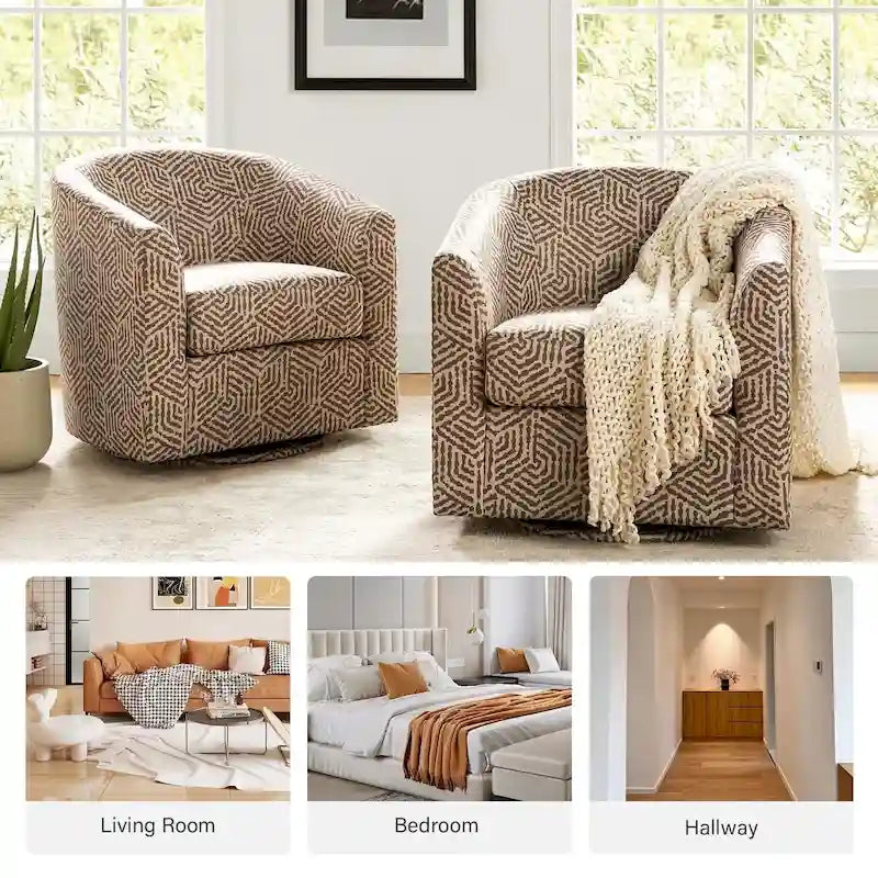 Fauteuil Cuenca moderne en tissu avec piètement pivotant