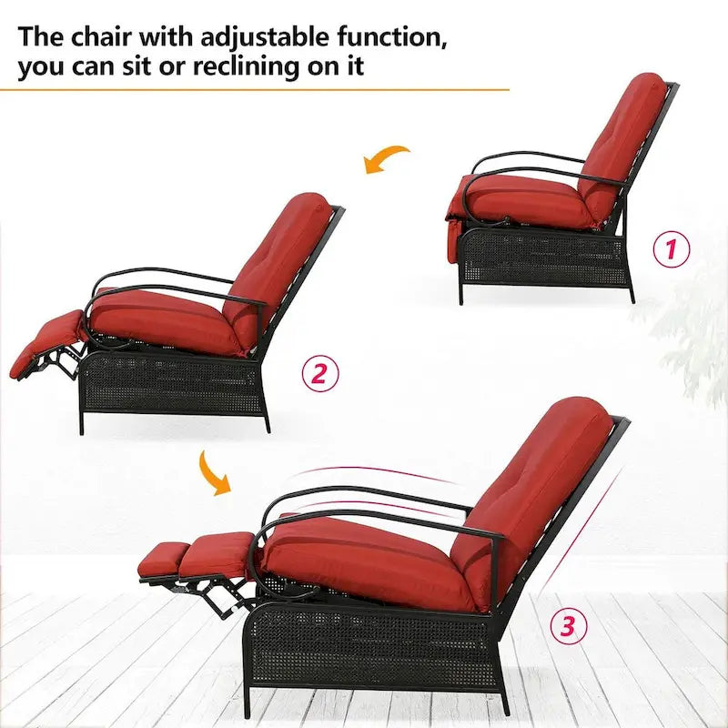Fauteuil inclinable de salon réglable avec coussin – 38 (P) x 26,5 (L) x 38,5 (H) pouces