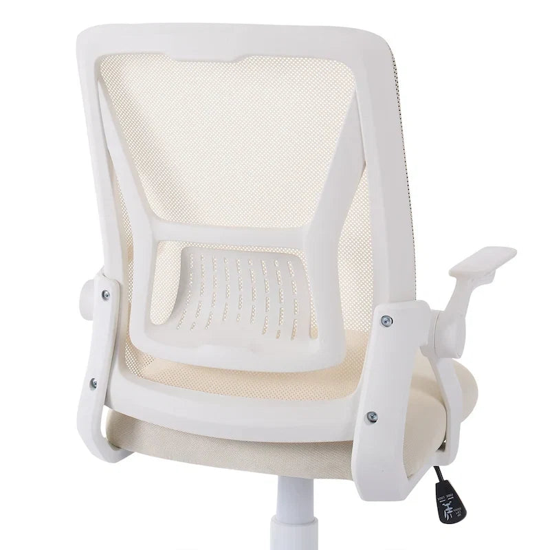 Javlergo Chaise de Bureau Dossier Mi-Hauteur Pivotante avec Support Lombaire, Fauteuil de Bureau Ergonomique en Maille avec Accoudoirs