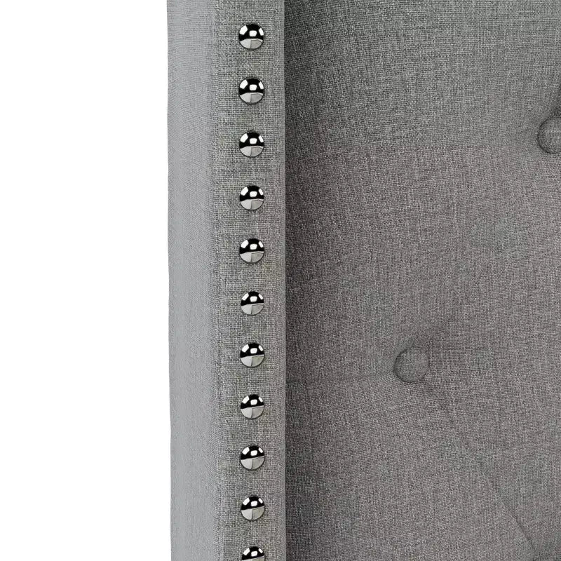 Lit plateforme capitonné à oreilles avec tissu en lin, Grand lit/Très grand lit