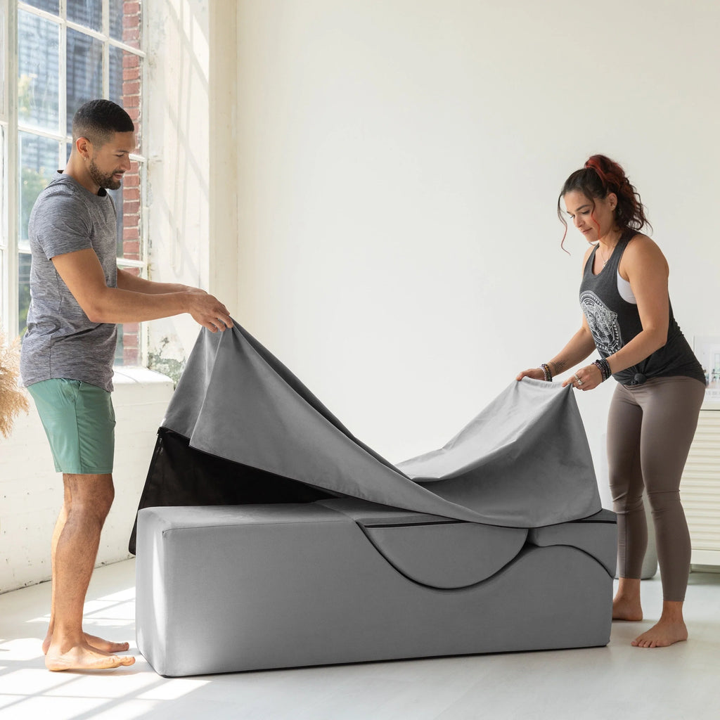 Avana Kami Chaise convertible / Yoga & Massage - Pouf 2 en 1 avec chaise longue de yoga escamotable, Microvelours - N/A