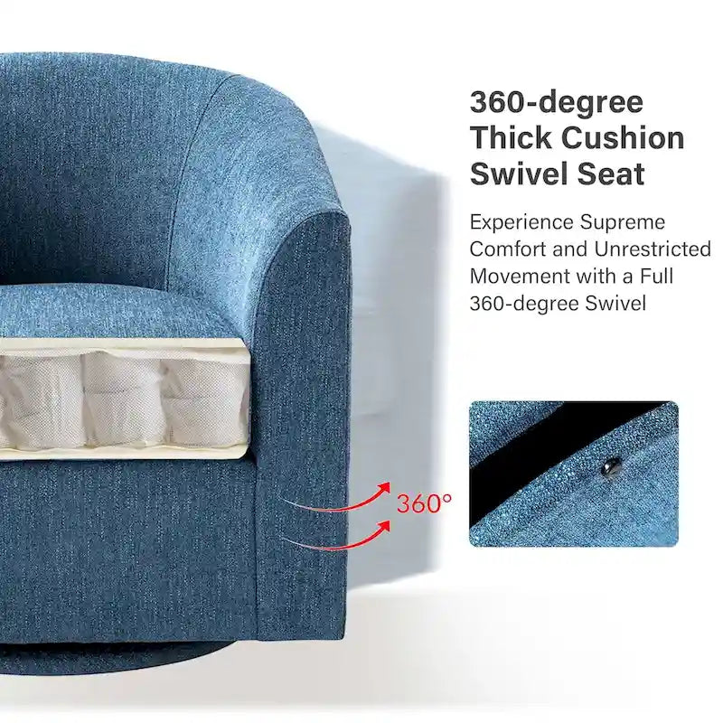Fauteuil Cuenca moderne en tissu avec piètement pivotant