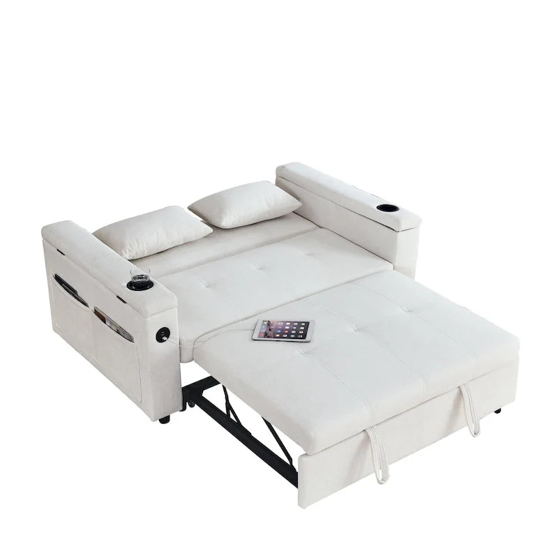 Canapé convertible 54 pouces avec lit gigogne, double assise, fonction relax