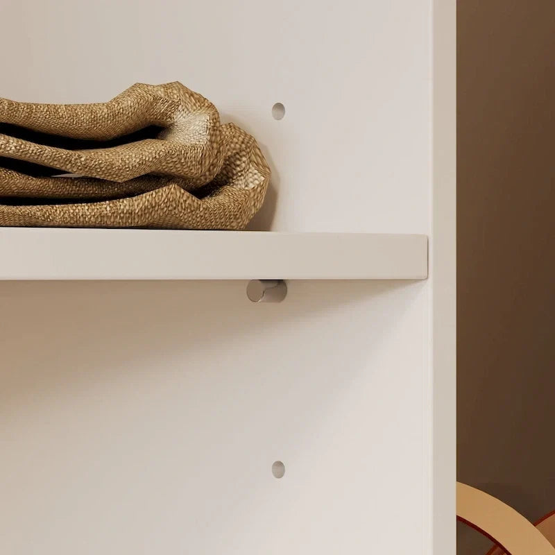 Armoire d'angle avec 2 tringles, un porte-pantalons et un rangement à chaussures