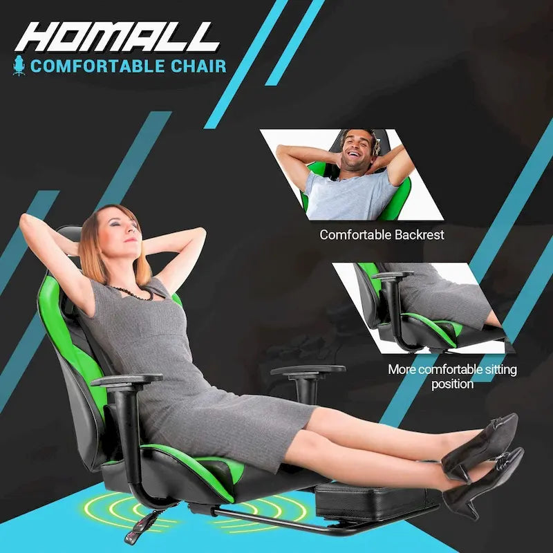 Chaise de jeu avec repose-pieds - Chaise de bureau ergonomique