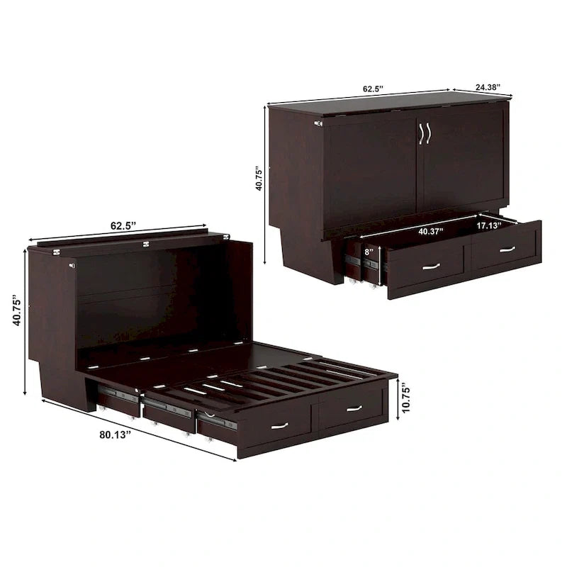 Lit escamotable coffre Chelsea Queen avec matelas