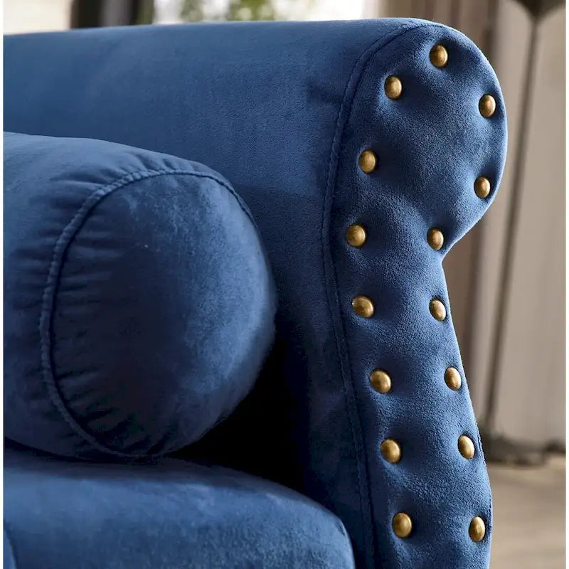 Banc rembourré en velours capitonné surdimensionné avec accoudoirs arrondis de 71 pouces