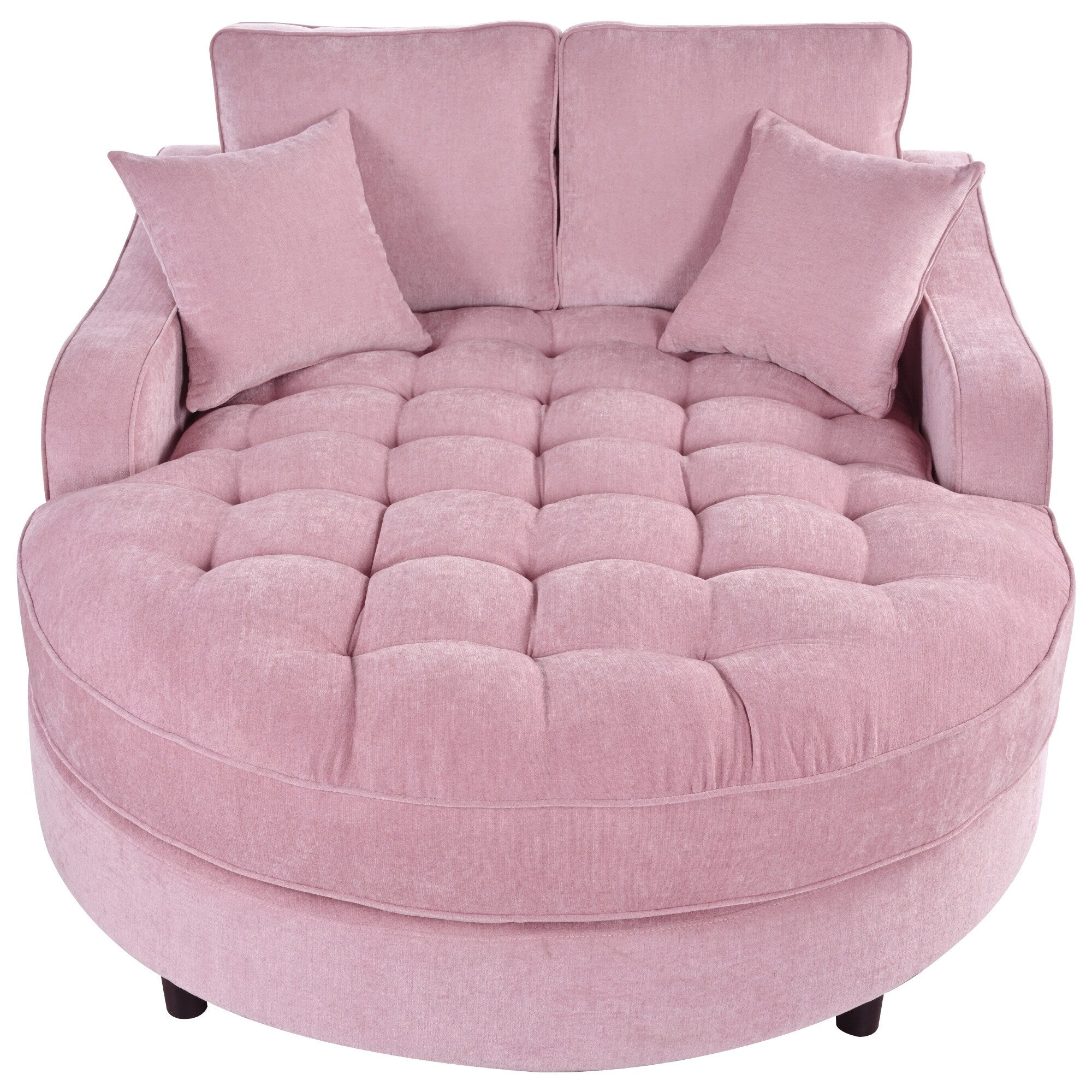 Canapé-lit Chenille avec dossier touffeté et 2 oreillers détachables pour le salon