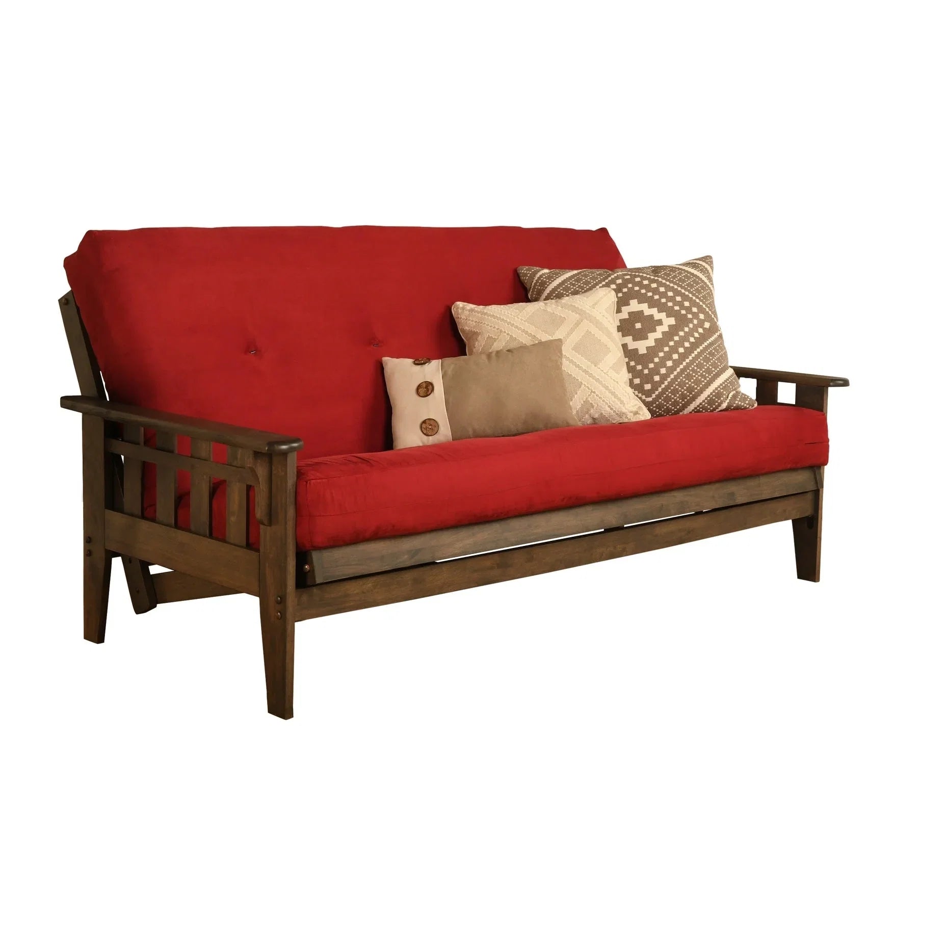Ensemble futon rustique en noyer grand format avec matelas