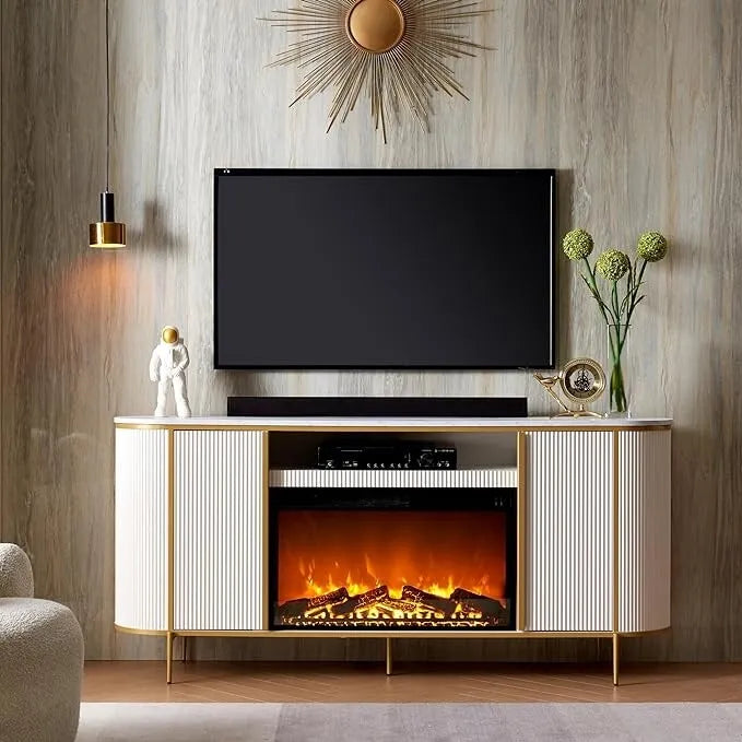 70 Meuble TV moderne de luxe avec cheminée, Centre de divertissement, Console TV