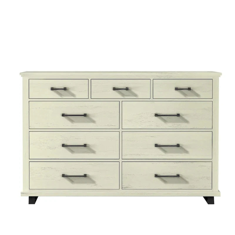 Ensemble de chambre à coucher 4 pièces Farmhouse - 2 tables de chevet, 1 commode et 1 chiffonnier