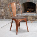 Chaise de salle à manger empilable en métal coloré avec assise en bois, capacité de 227 kg