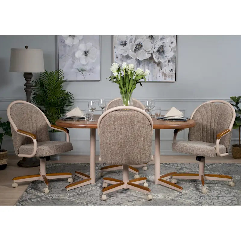 Chaise pivotante et inclinable à roulettes avec coussin pour salle à manger décontractée